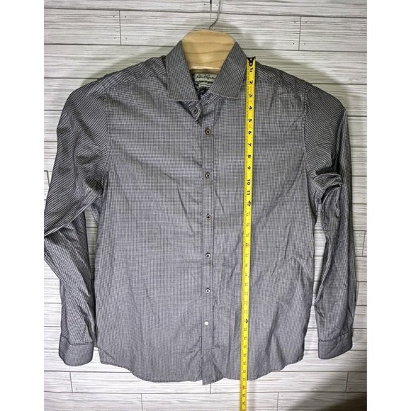 Robert Graham X Tailored Fit Button Up Mens Size 46/18‎ 100% Cotton Gray White - Picture 10 of 11